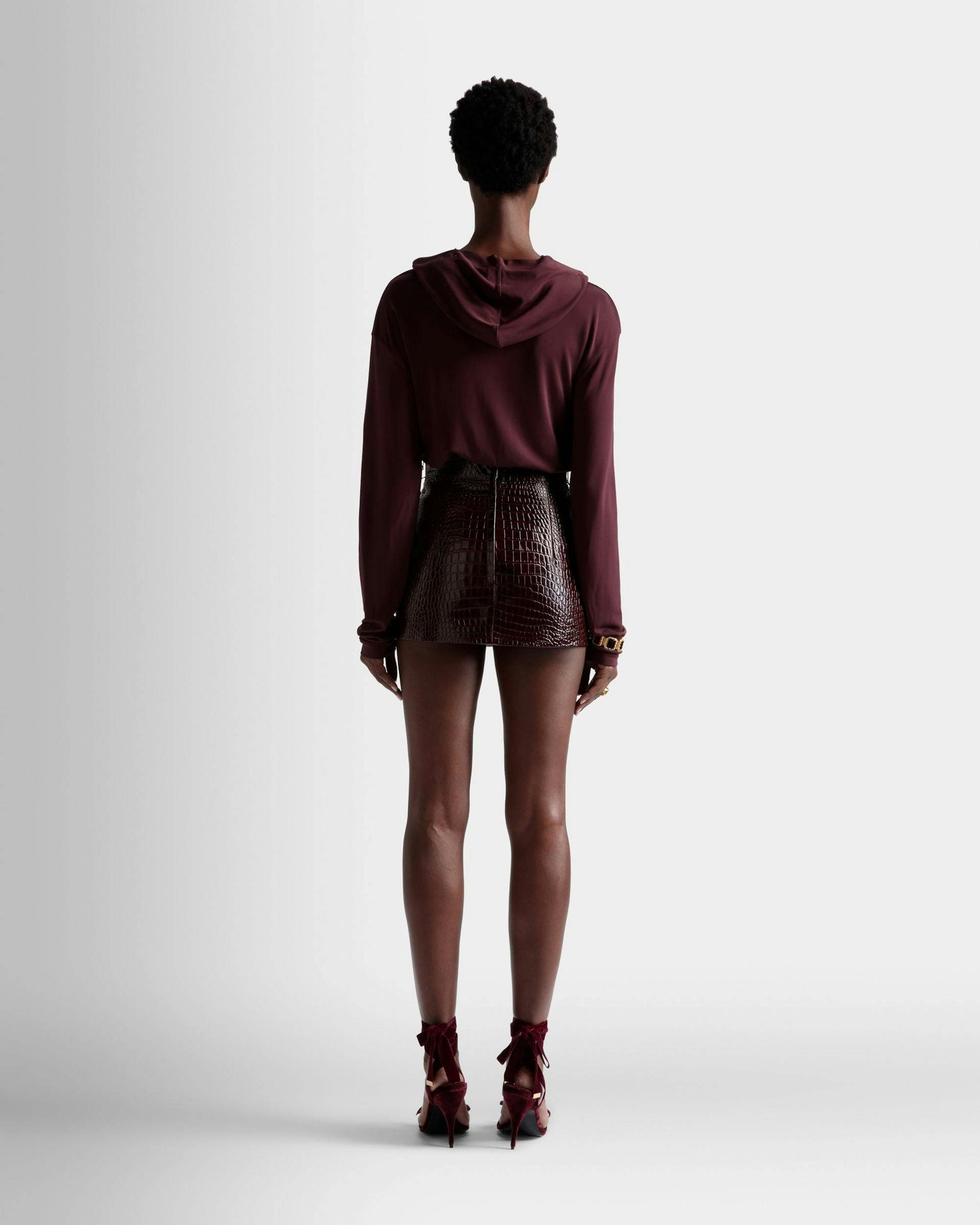 Skirt In Burgundy Leather - Women's - Bally - 06