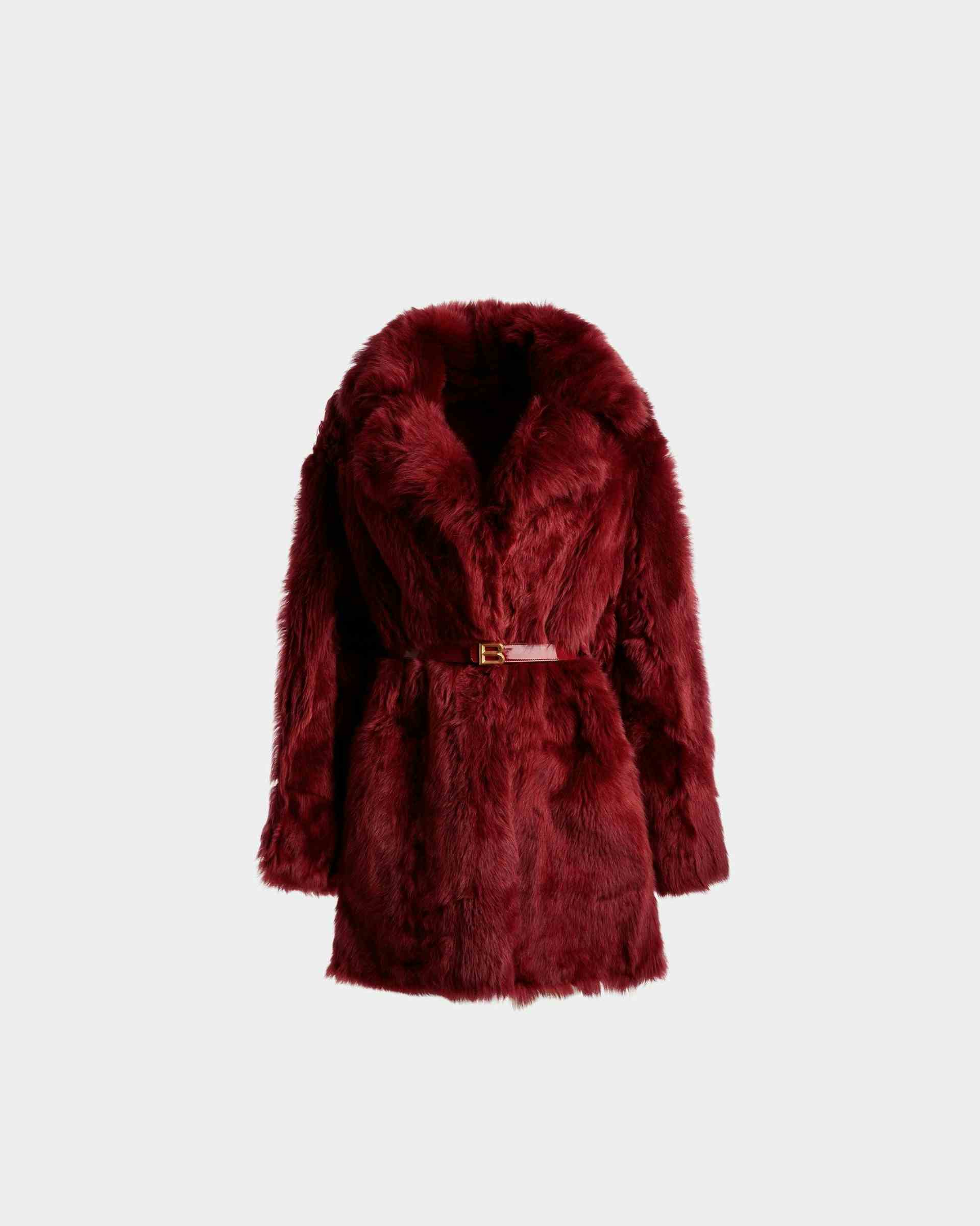 Velor Coat In Red Leather - Women's - Bally