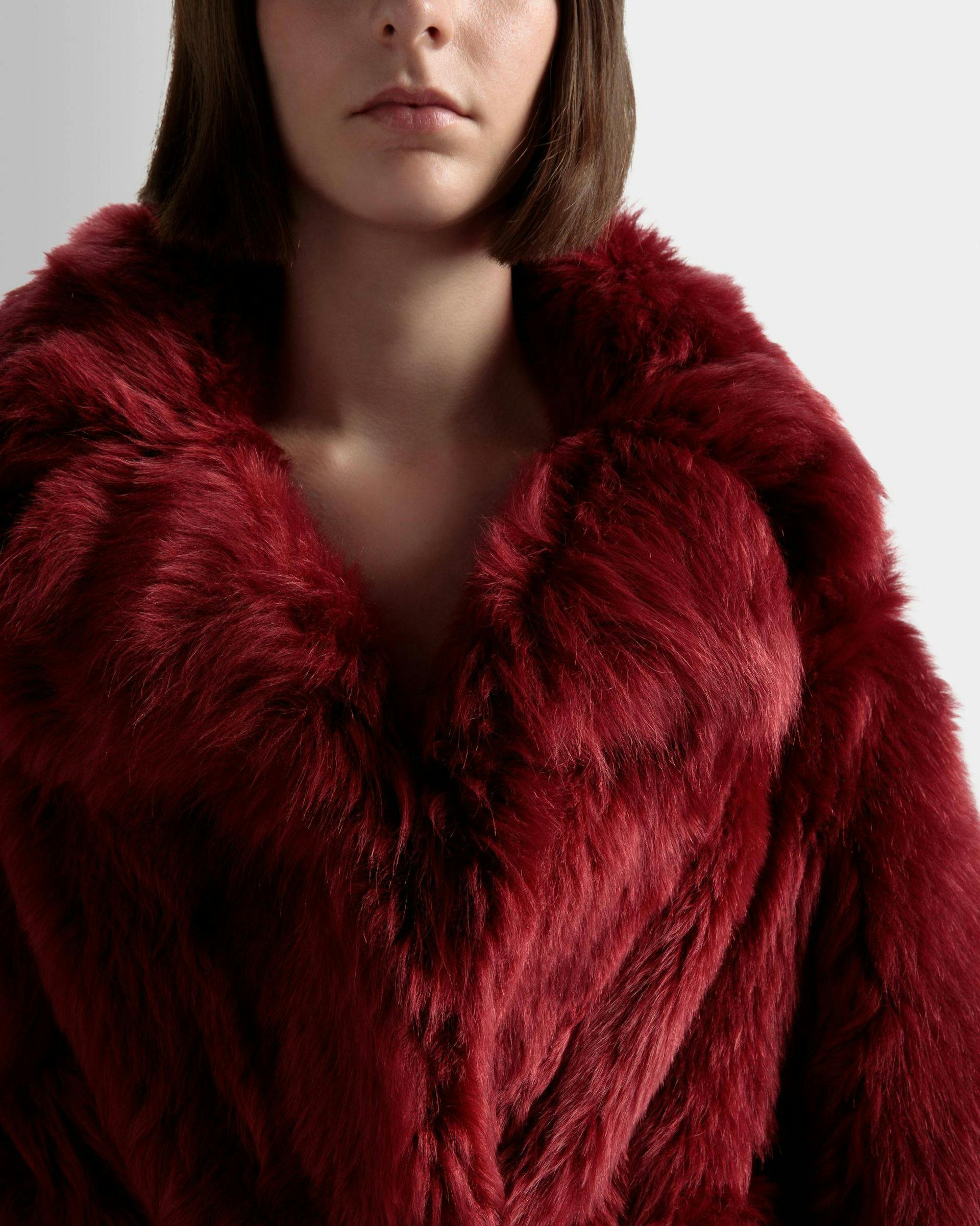 Velor Coat In Red Leather - Women's - Bally - 04