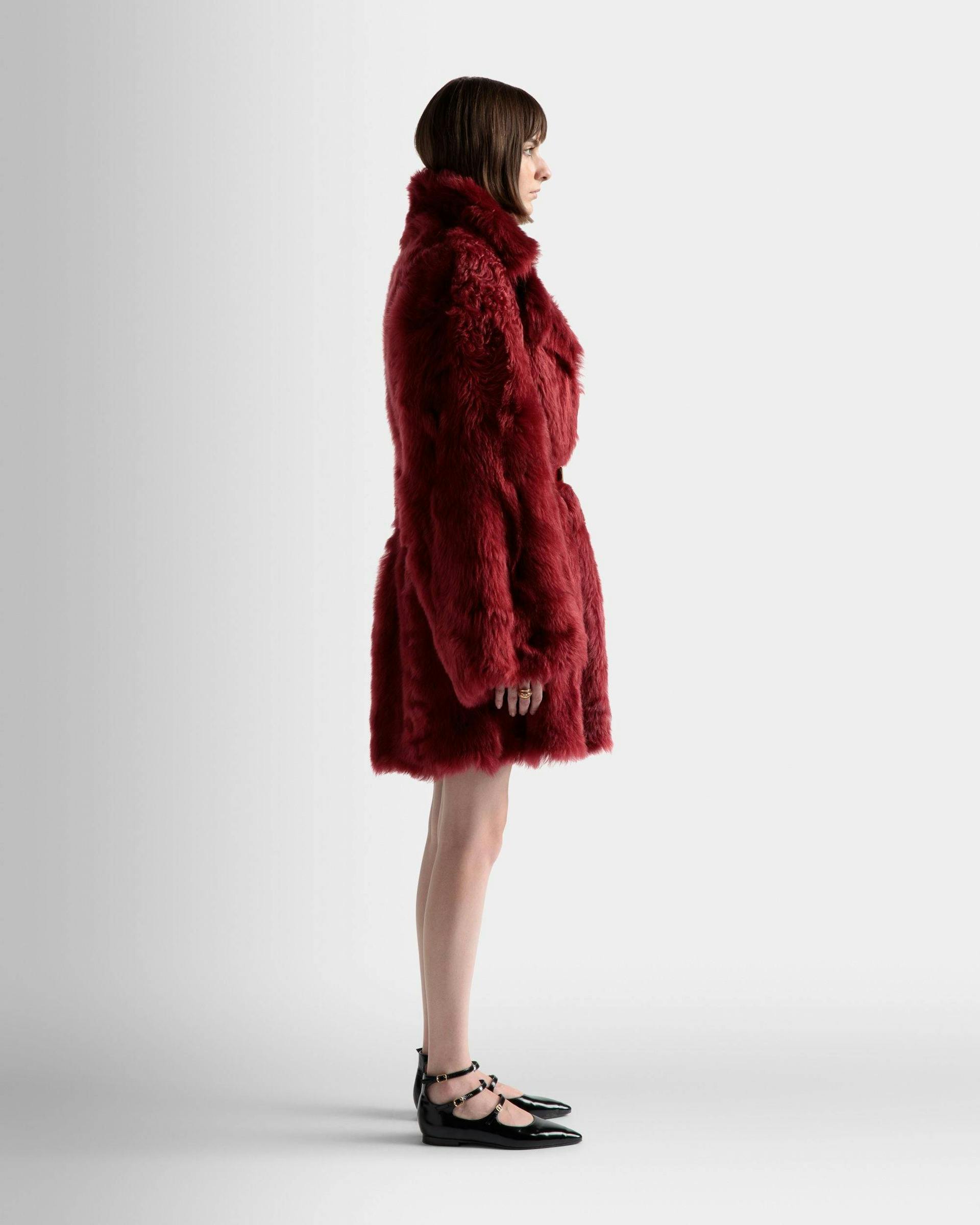 Velor Coat In Red Leather - Women's - Bally - 05