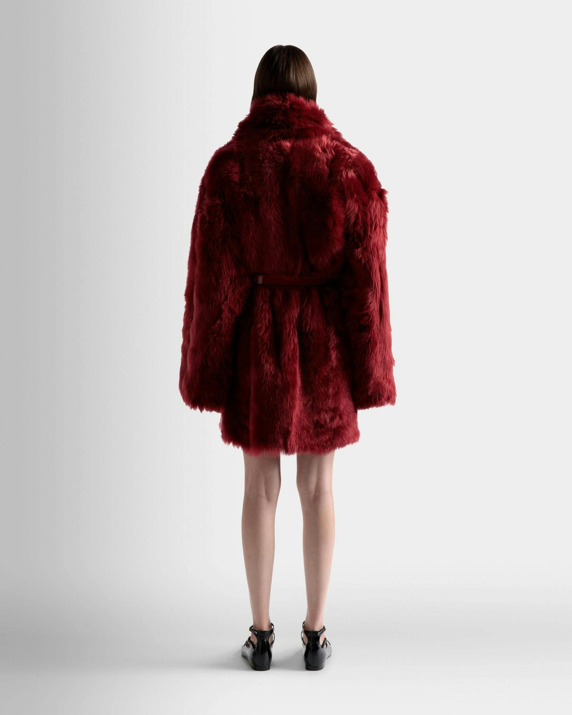 Velor Coat In Red Leather - Women's - Bally - 06