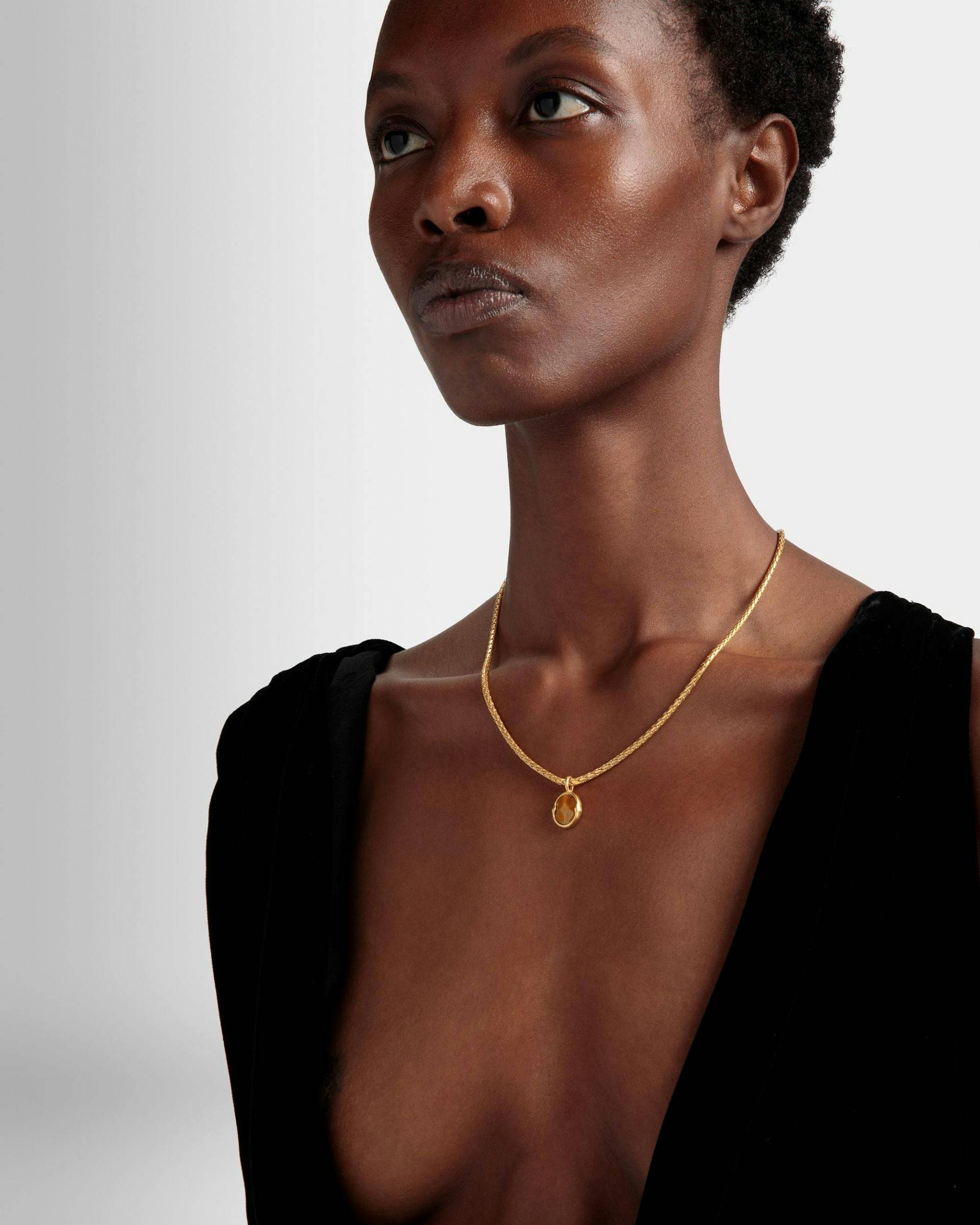Frame Outline Necklace With A Snake Chain - Women's - Bally - 02