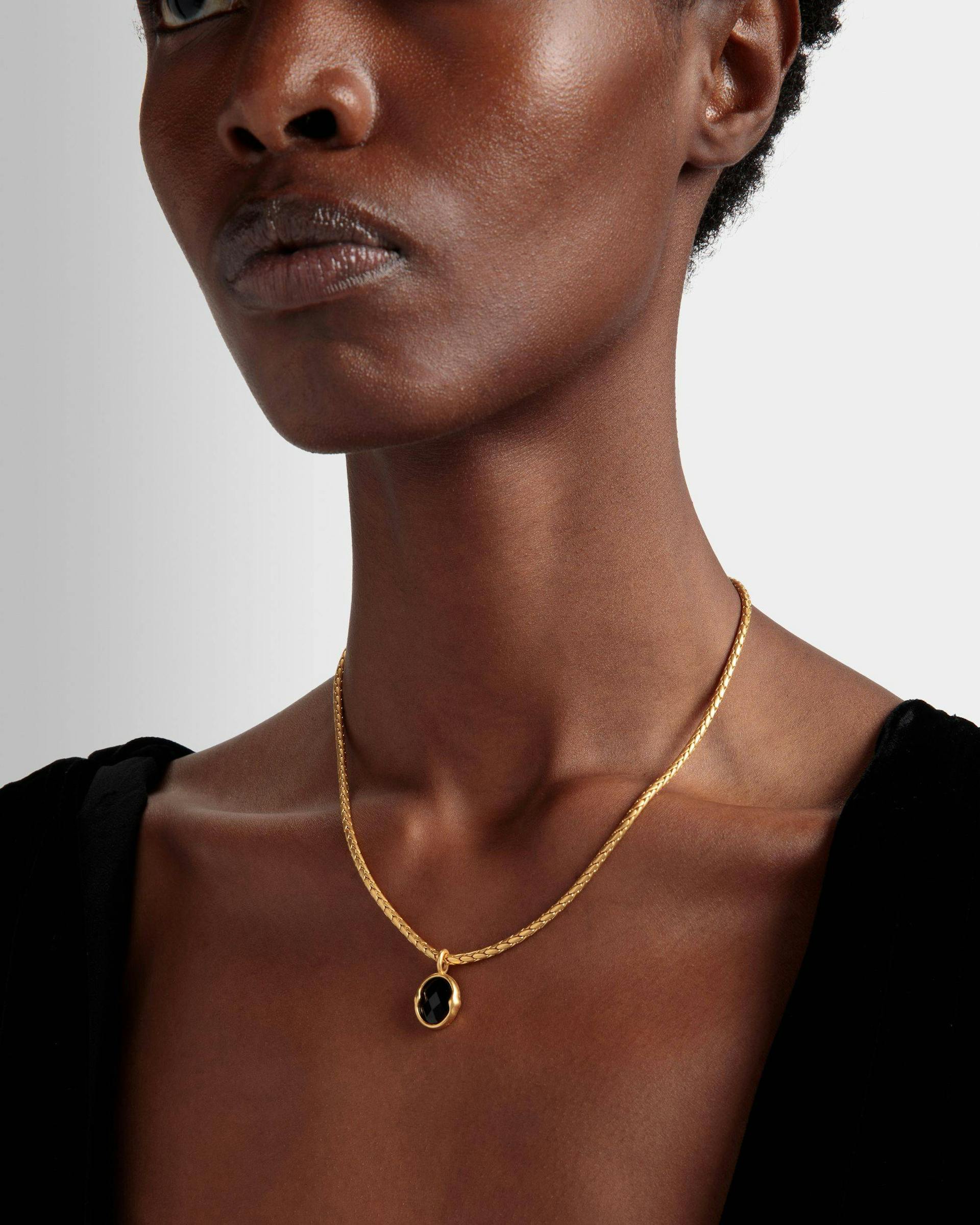 Frame Outline Necklace In Hammered Gold - Women's - Bally - 02