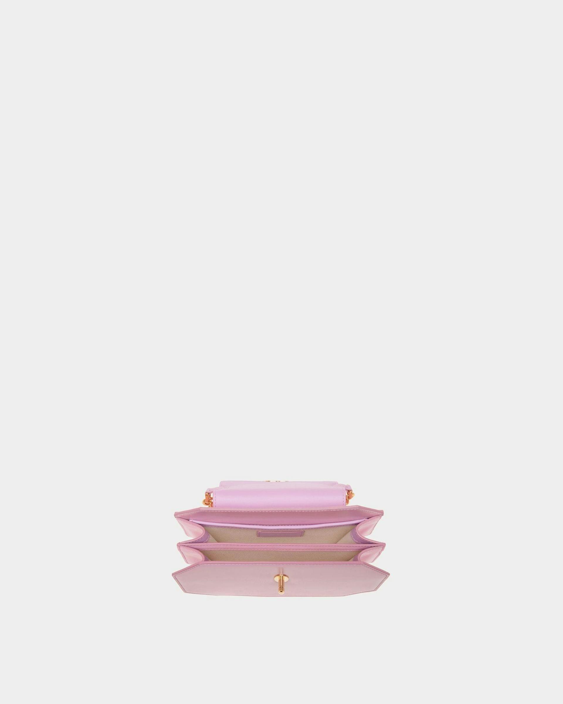 Women's Emblem Mini Bag in Pink Patent Leather | Bally | Still Life Open / Inside