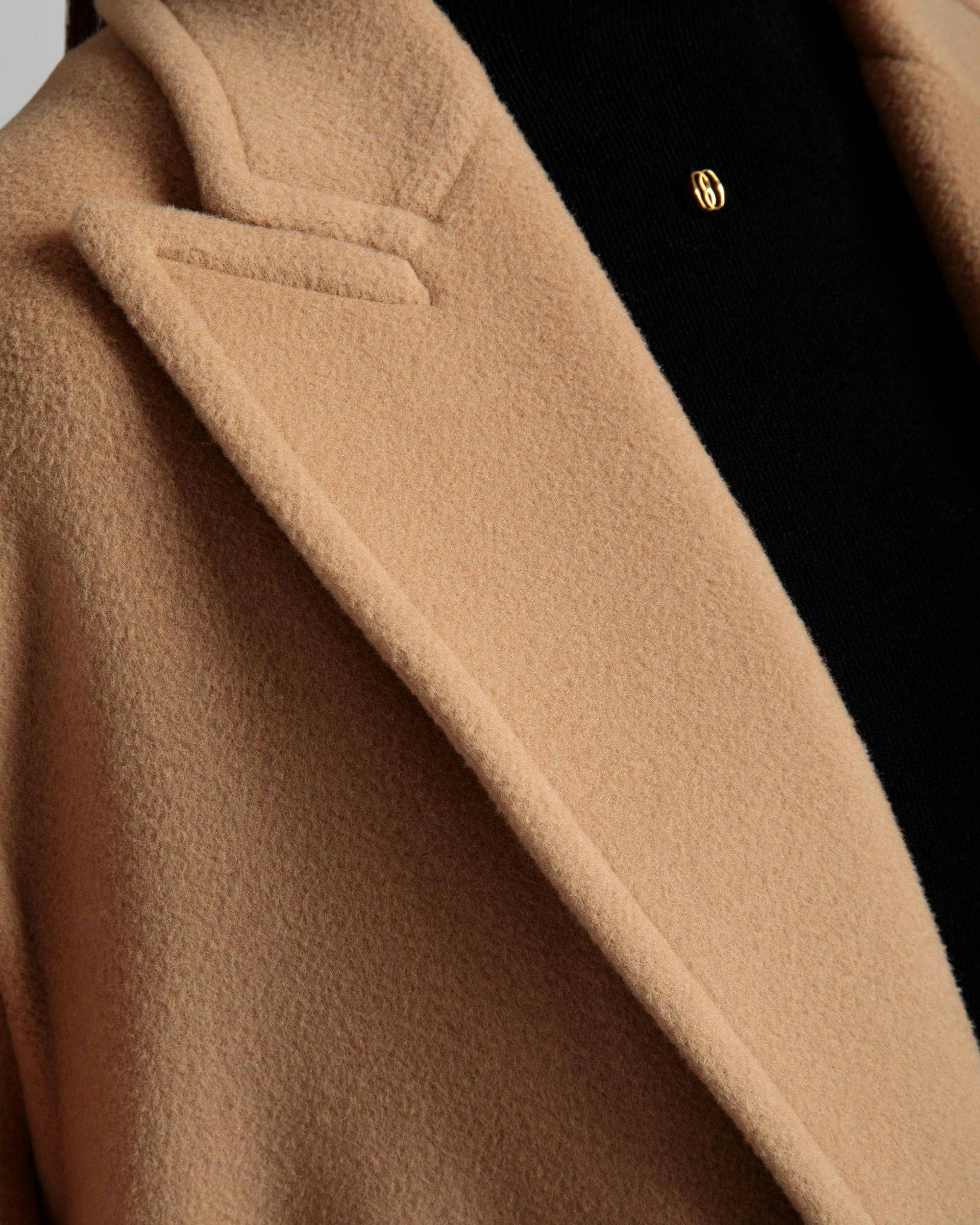 Single-Breasted Coat In Camel Cashmere Wool Mix - Women's - Bally - 04