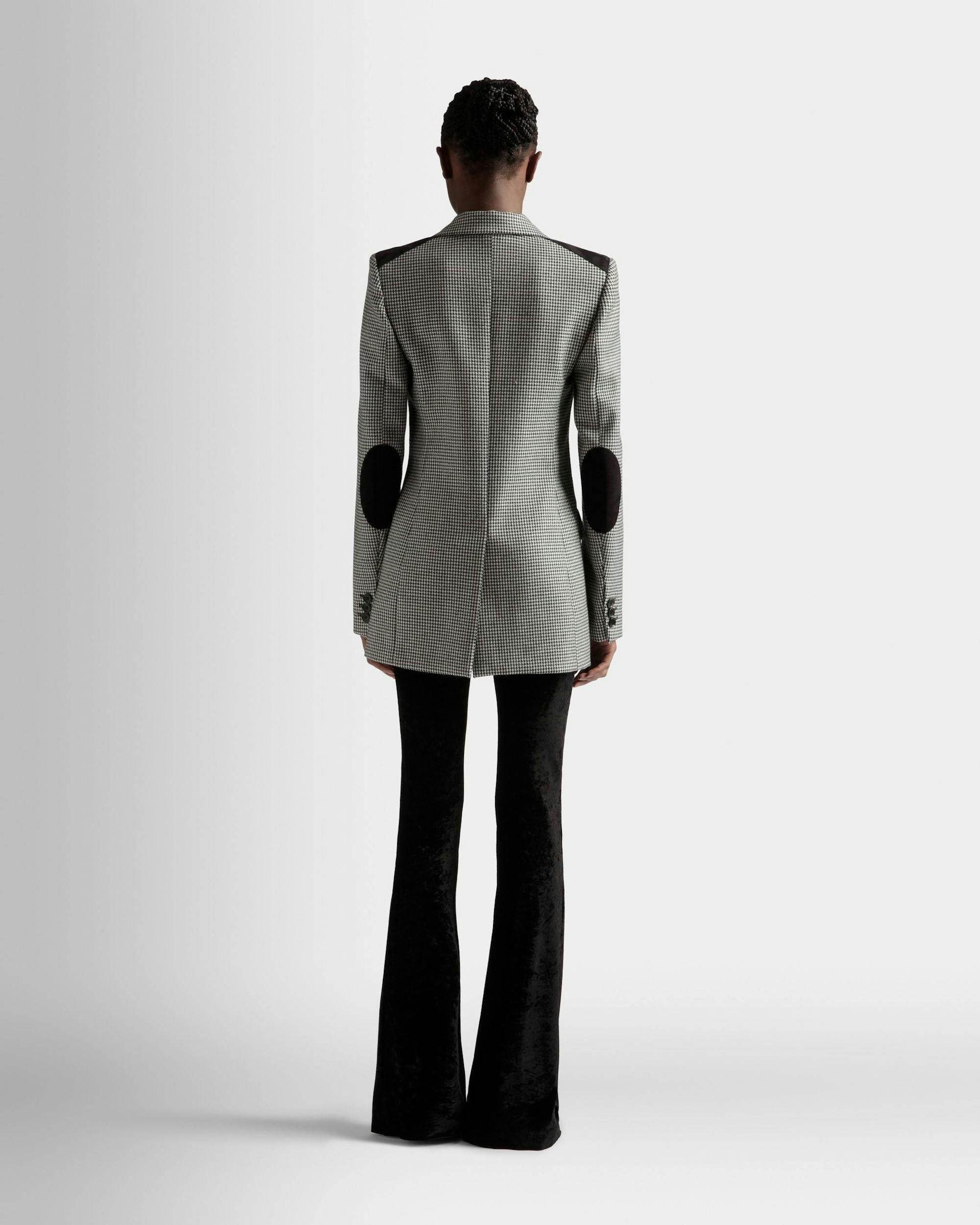 Dogtooth Jacket In Black And White Wool - Women's - Bally - 06