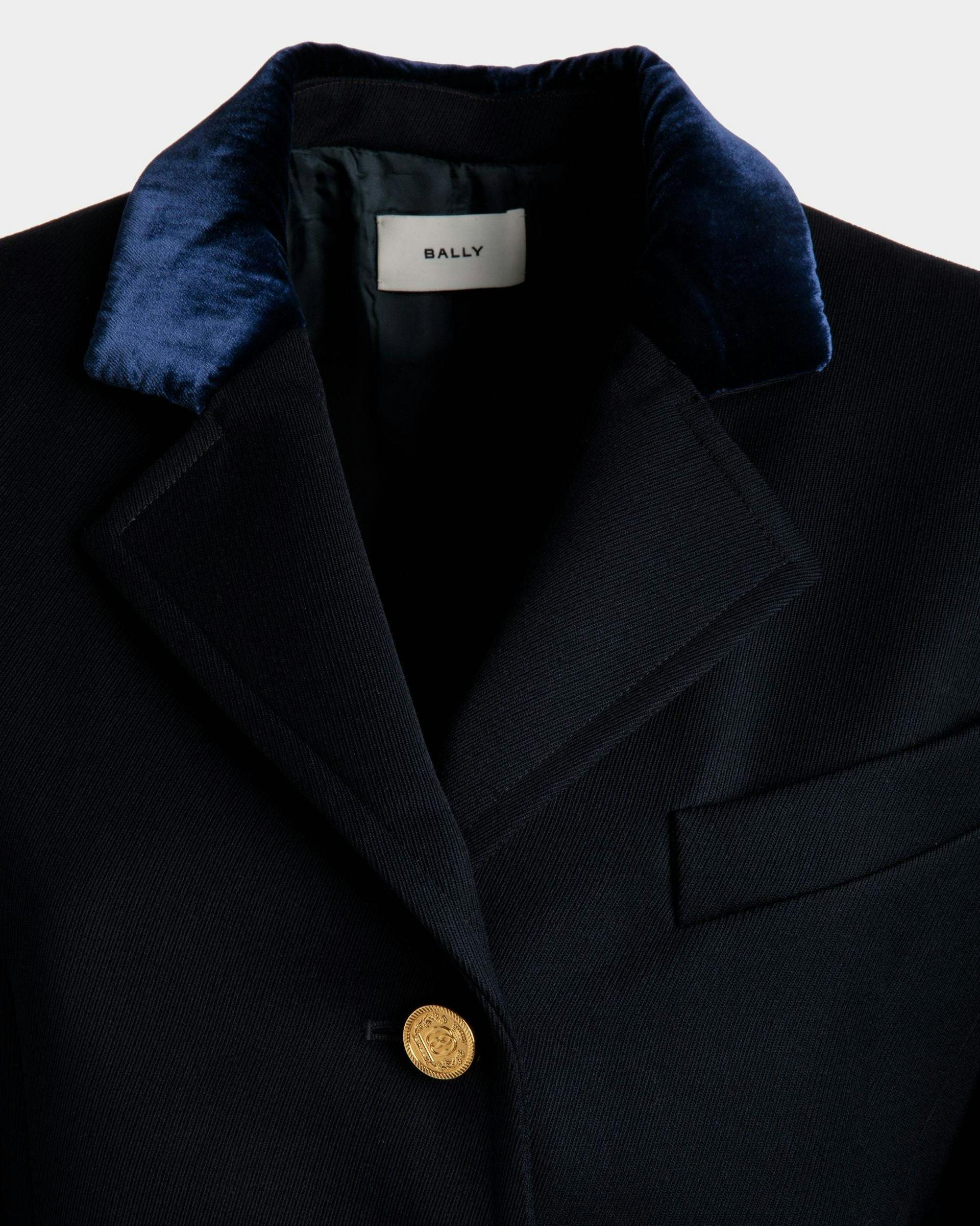Velvet Collar Jacket In Marine Wool - Women's - Bally - 02