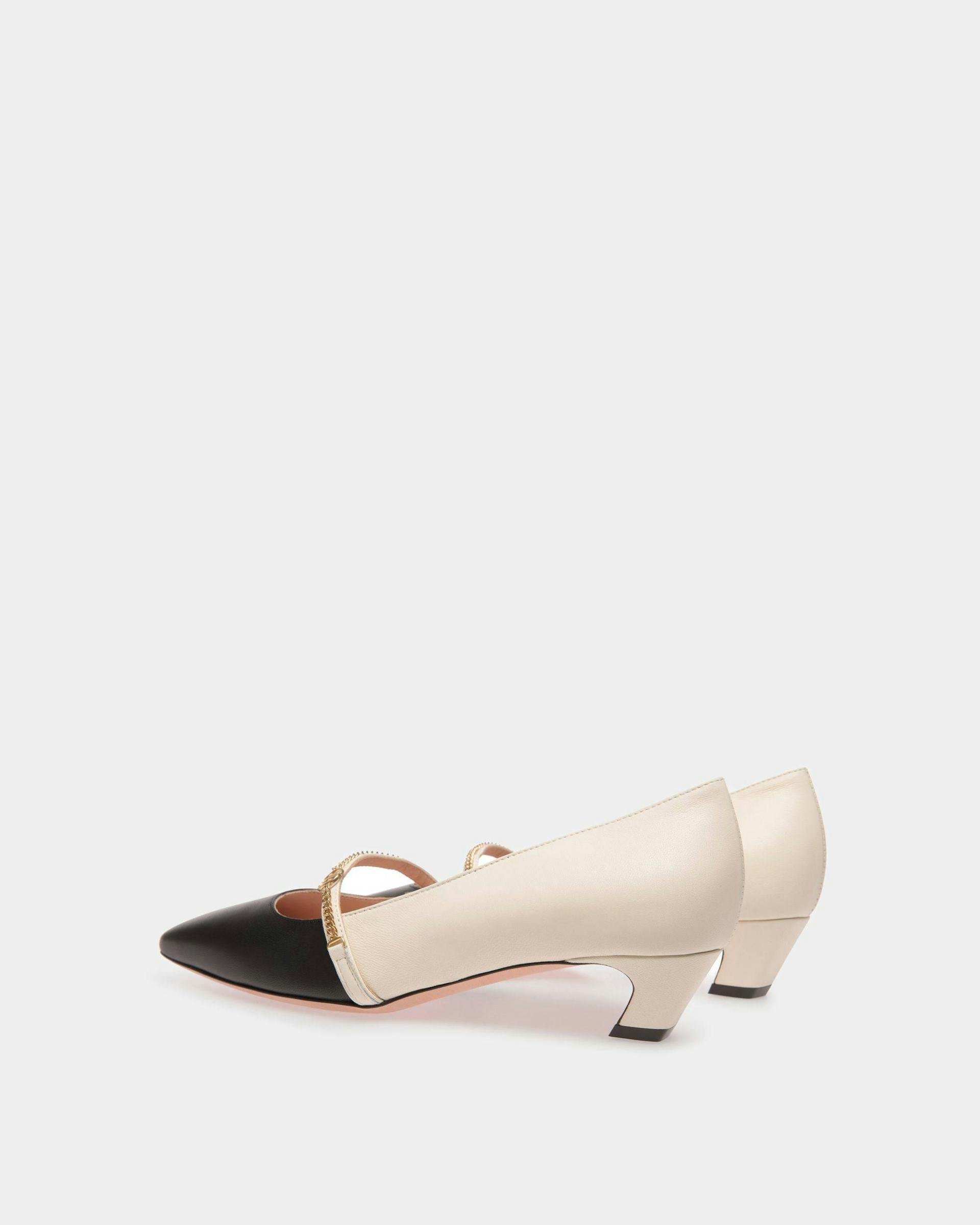 Women's Sylt Mary-Jane Pump In Black And White Leather | Bally | Still Life 3/4 Back