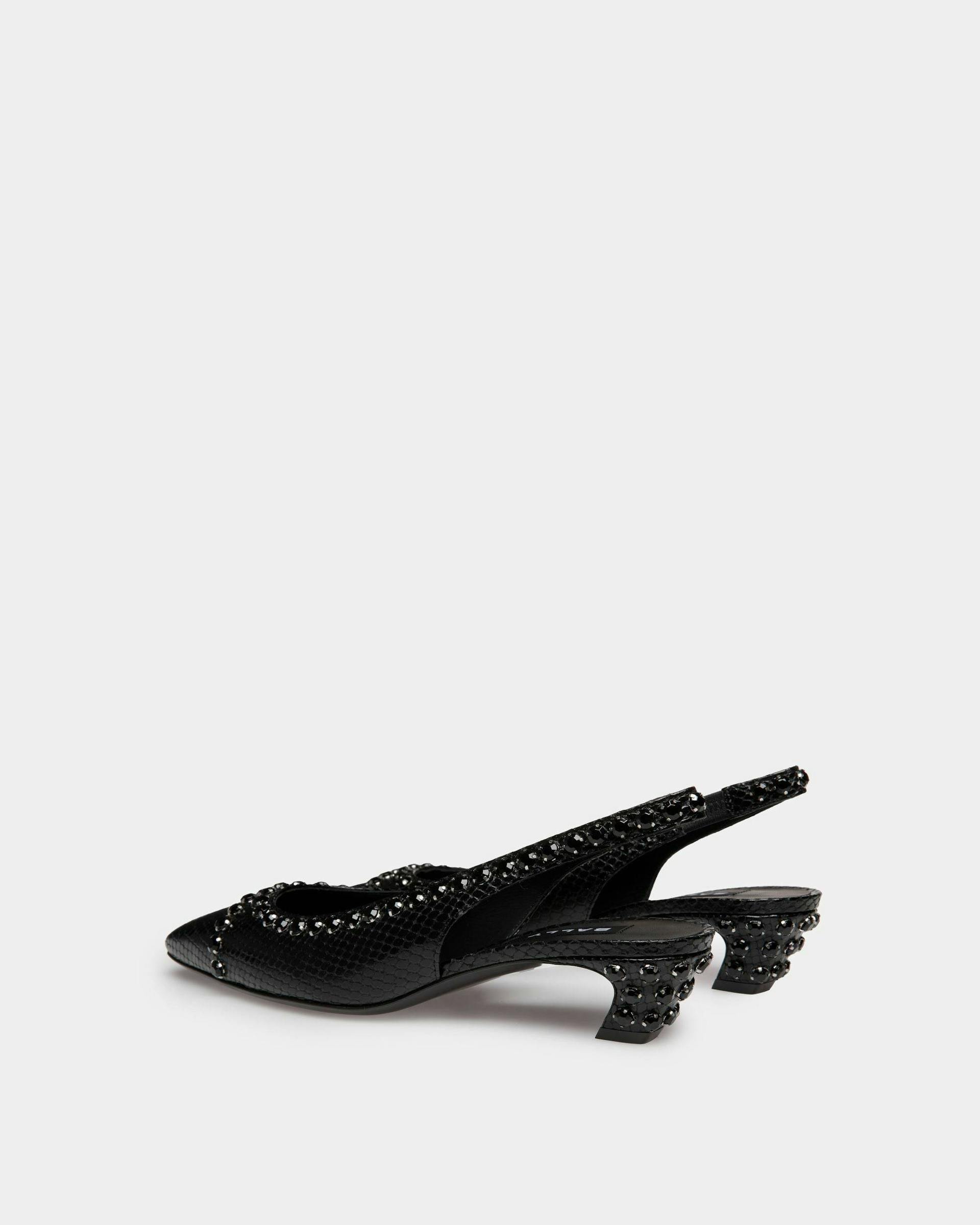 Sylt Slingback Pump in Black Python Printed Leather - Women's - Bally - 03