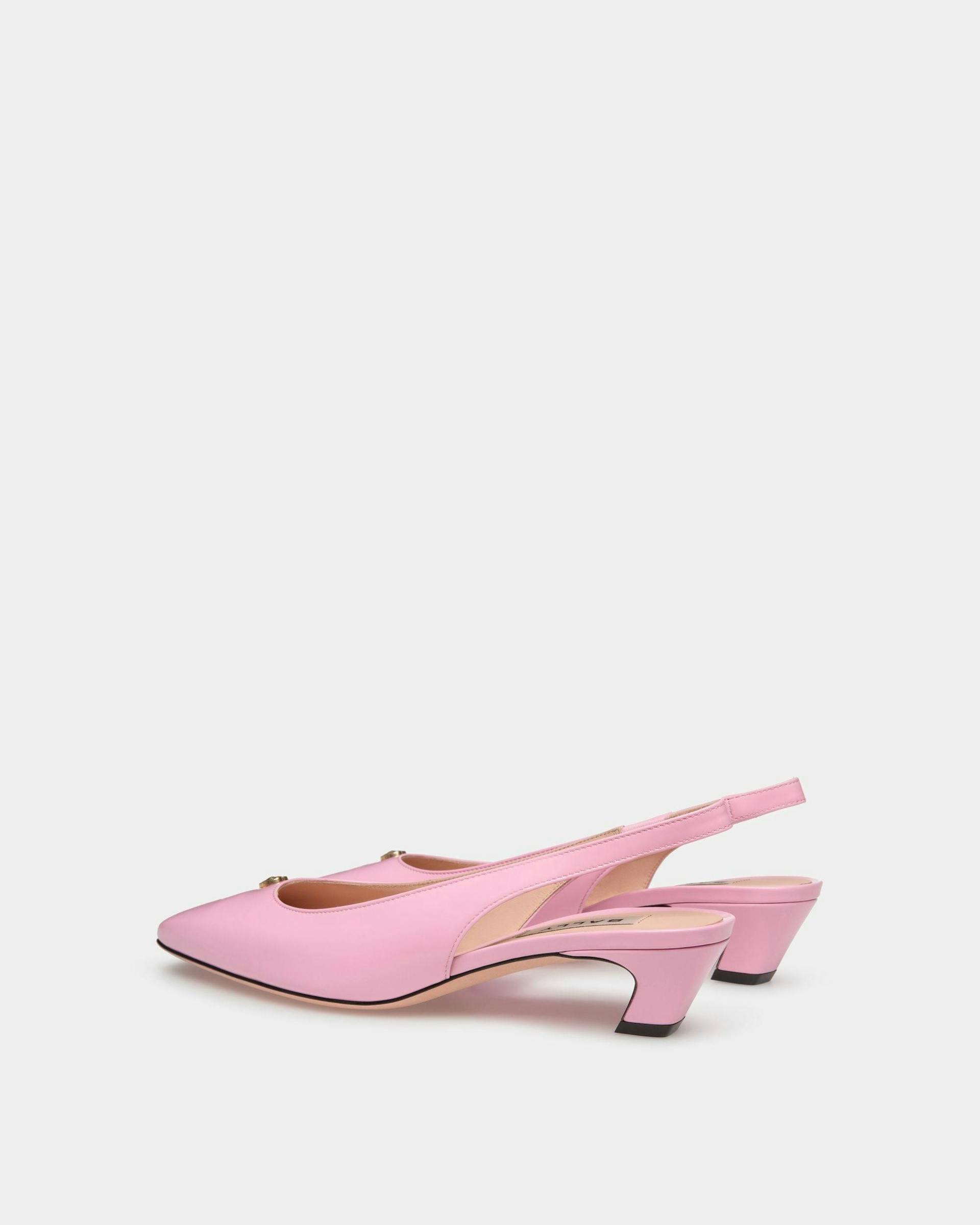 Women's Sylt Slingback Pump In Pink Leather | Bally | Still Life 3/4 Back