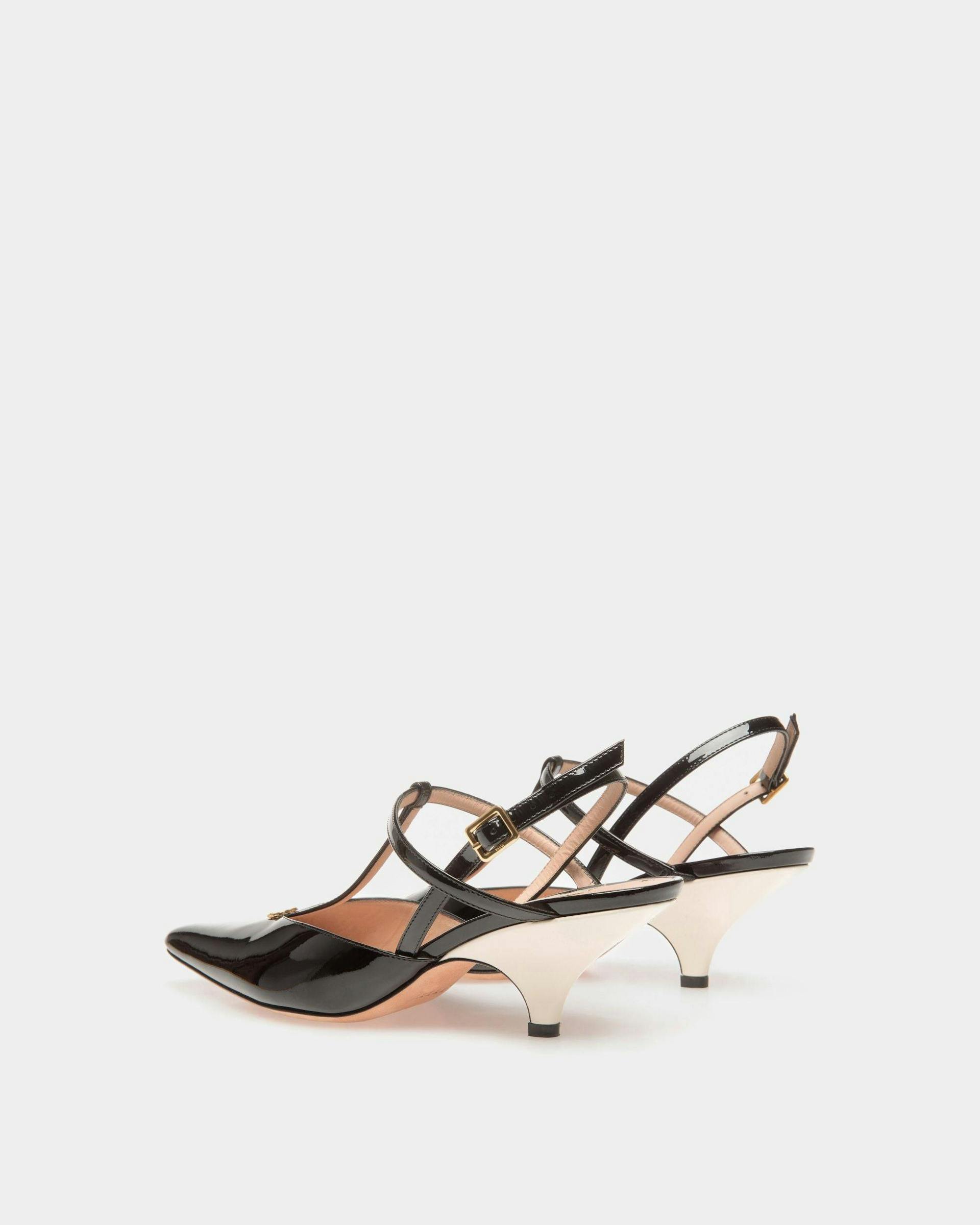 Katy Sling Pump In Black And Bone Leather - Women's - Bally - 04