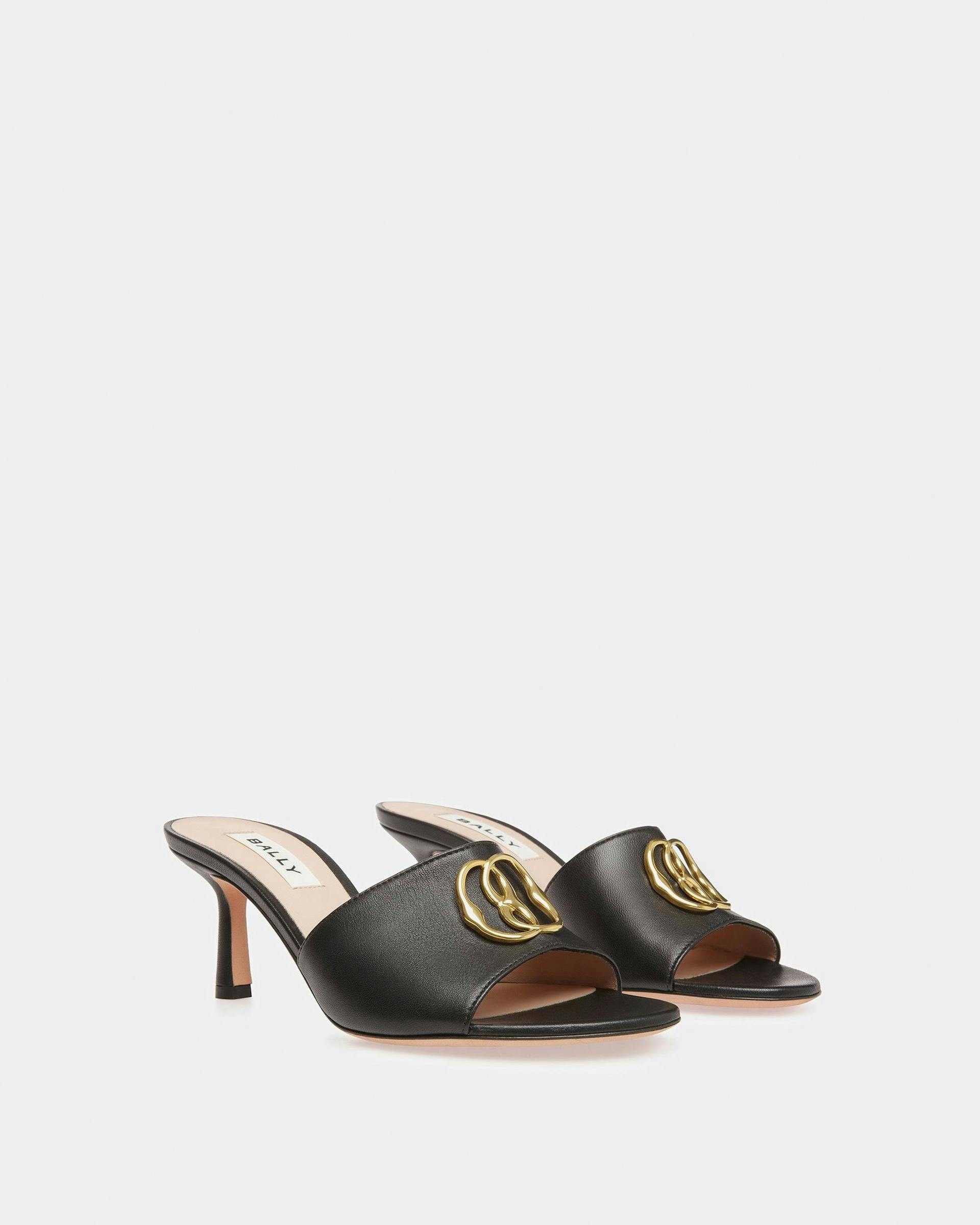 Emblem Sandals In Black Leather - Women's - Bally - 02