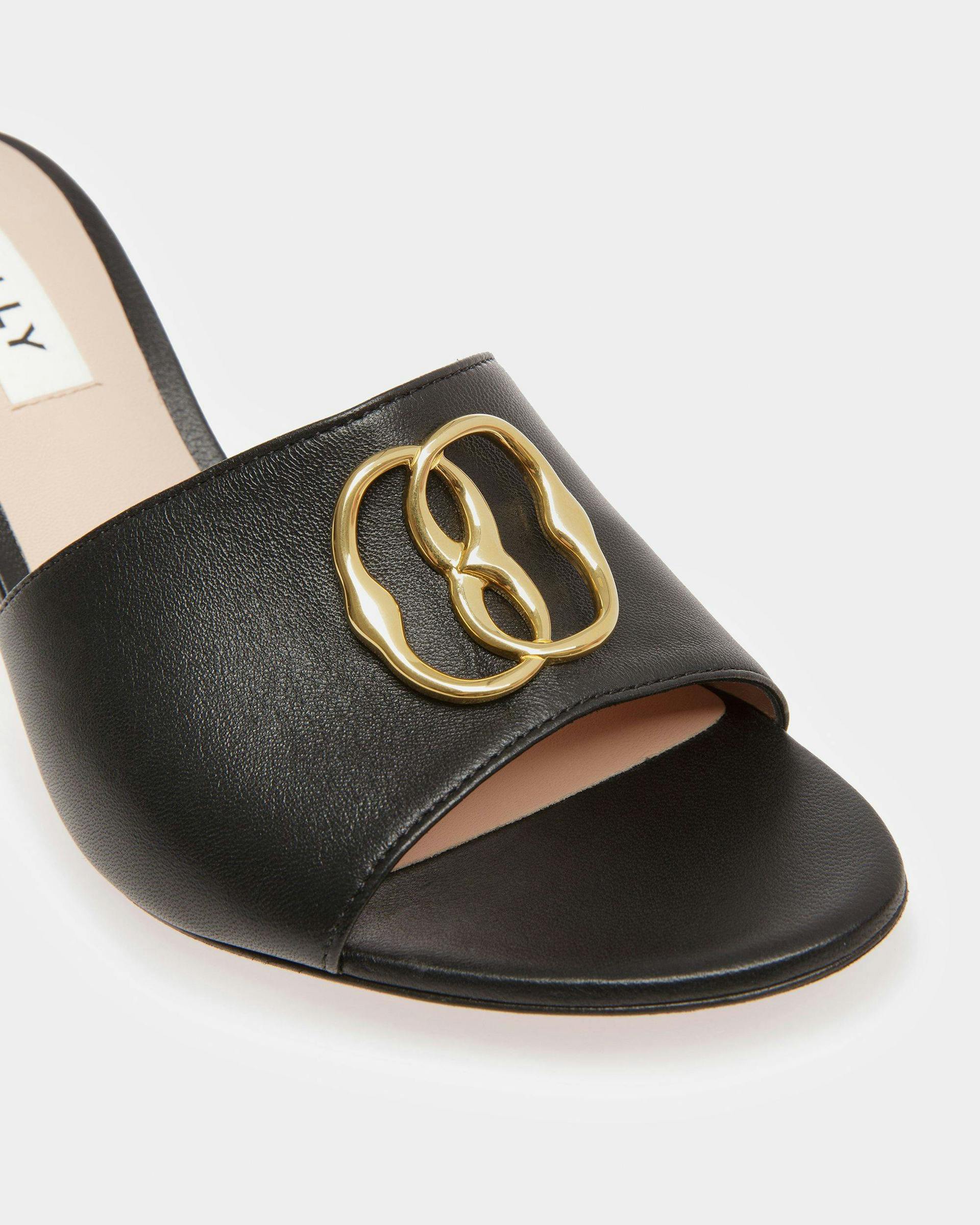 Emblem Sandals In Black Leather - Women's - Bally - 04