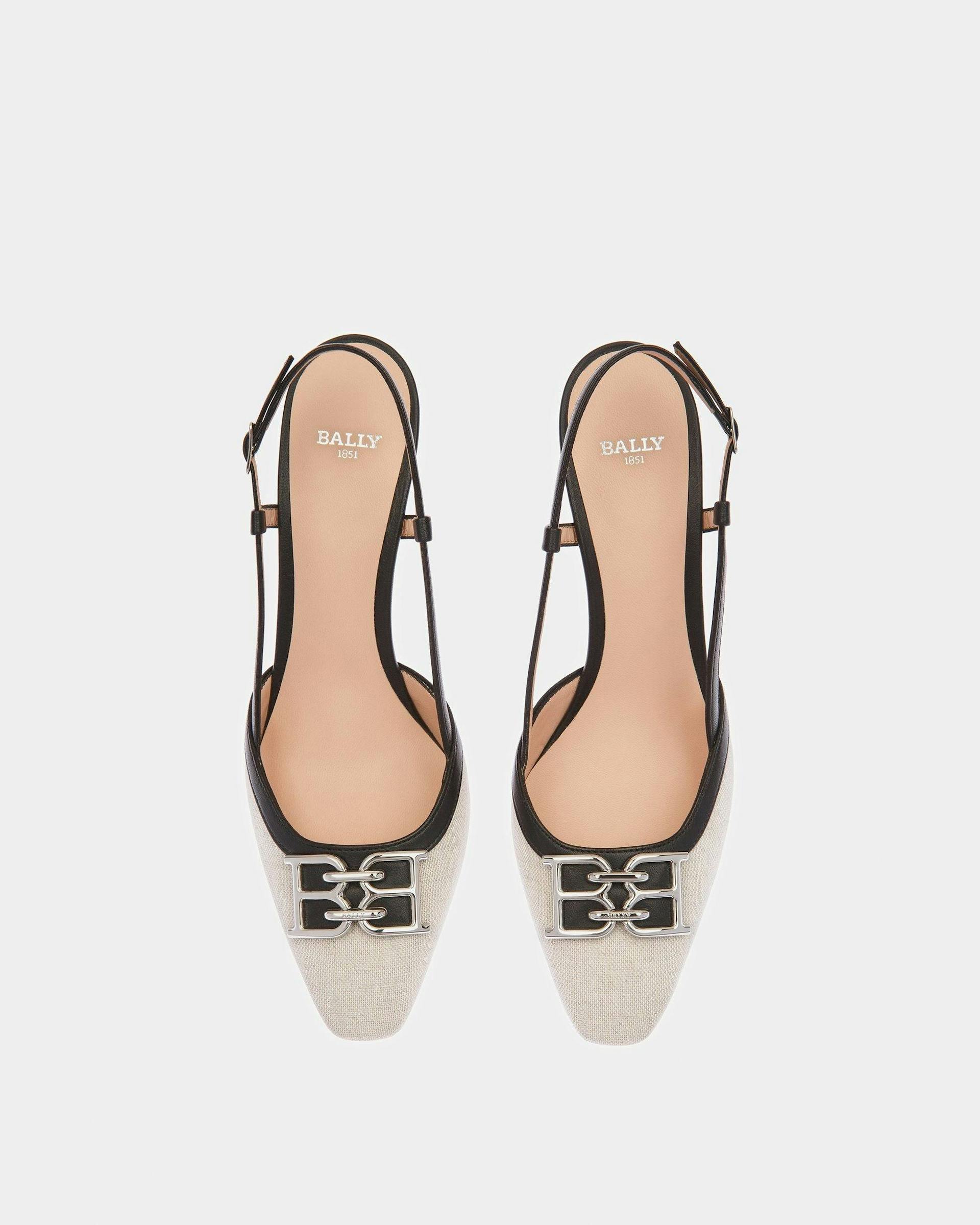 Eva Canvas And Leather Slingback Pumps In Natural And Black - Women's - Bally - 02