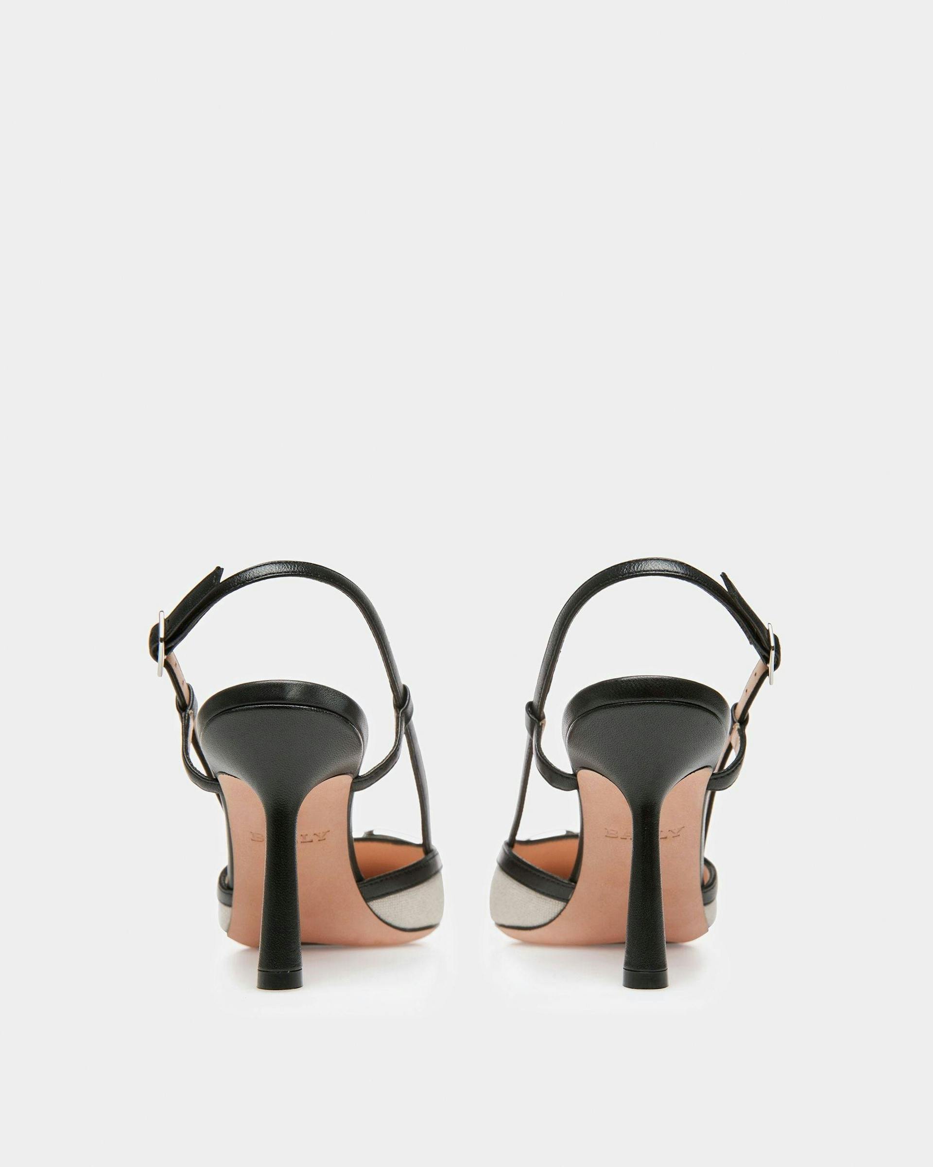 Eva Canvas And Leather Slingback Pumps In Natural And Black - Women's - Bally - 04