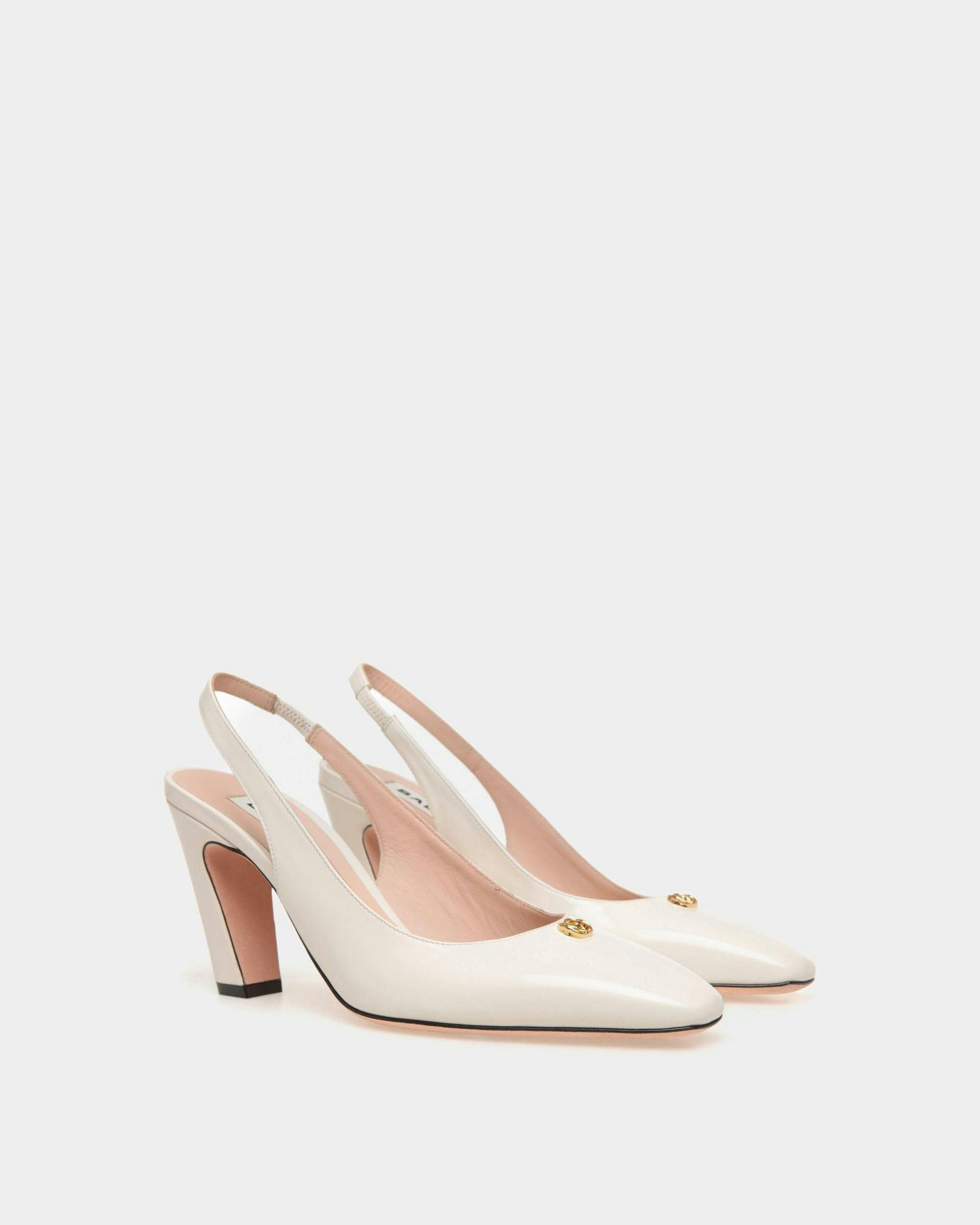 Women's Sylt Slingback Pump In White Leather | Bally | Still Life 3/4 Front