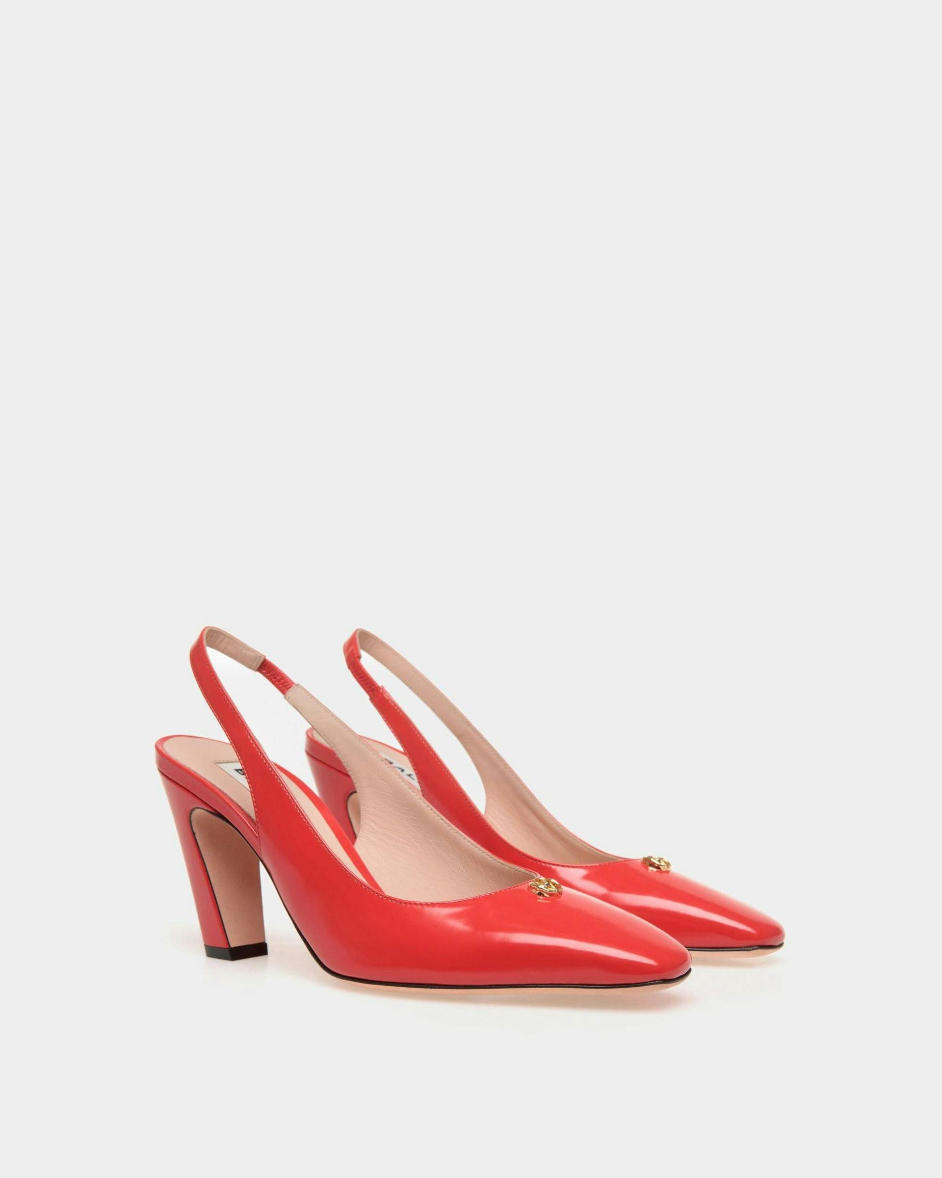 Women's Sylt Slingback Pump In Red Leather | Bally | Still Life 3/4 Front
