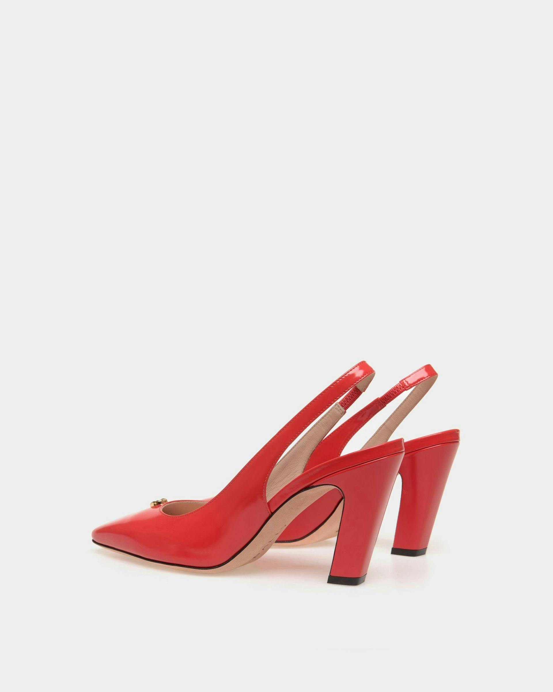 Women's Sylt Slingback Pump In Red Leather | Bally | Still Life 3/4 Back