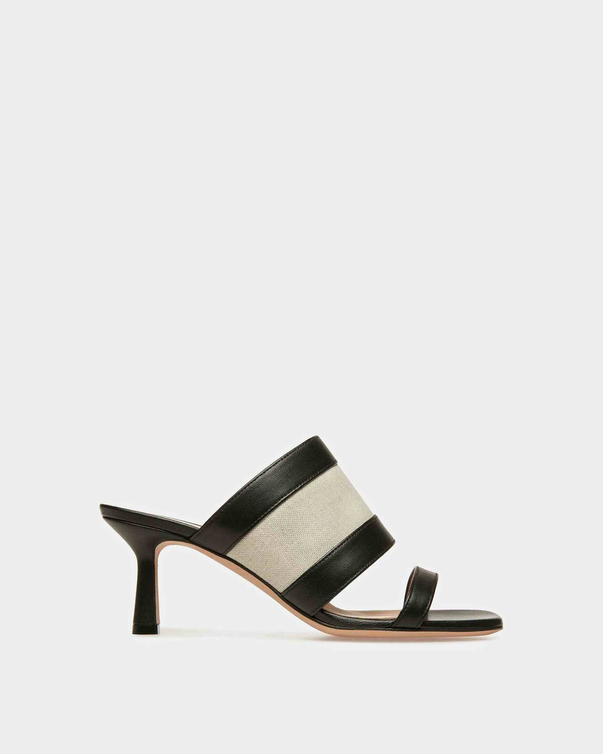 Bianka Canvas And Leather Mule In Natural And Black - Women's - Bally