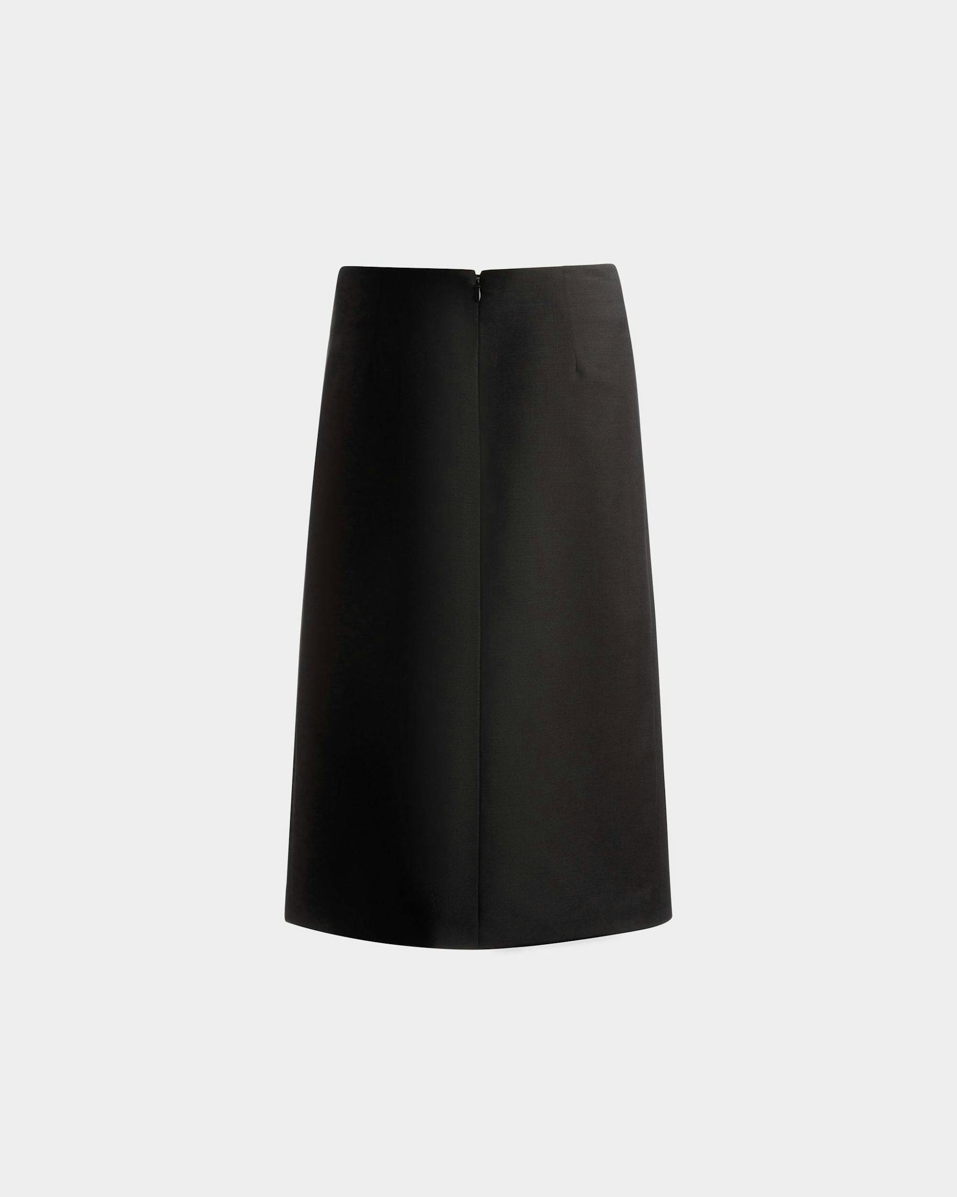 Knee Length Wrap Skirt In Black Mohair Wool Mix - Women's - Bally - 07