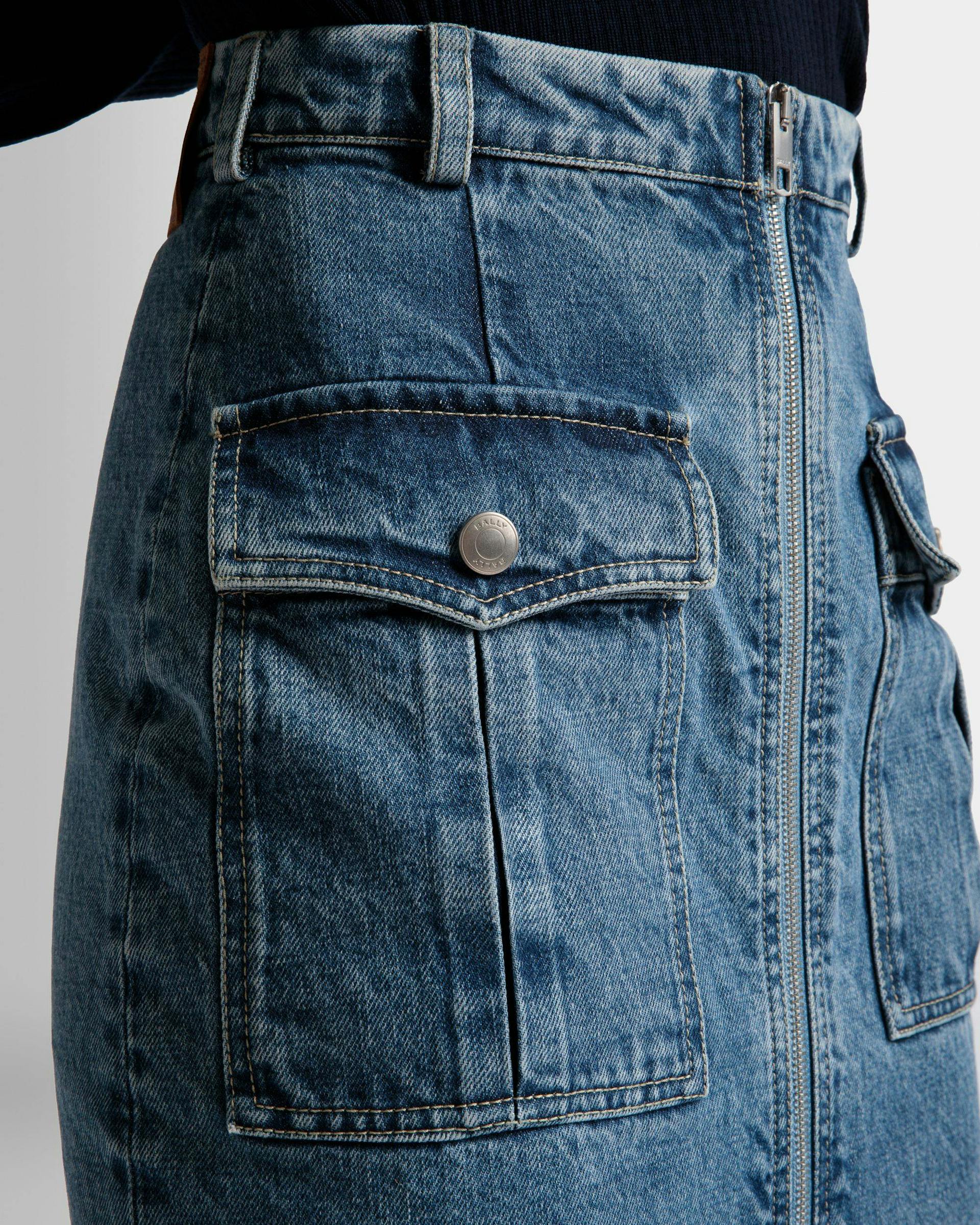 Knee Length Skirt In Light Blue Denim - Women's - Bally - 04