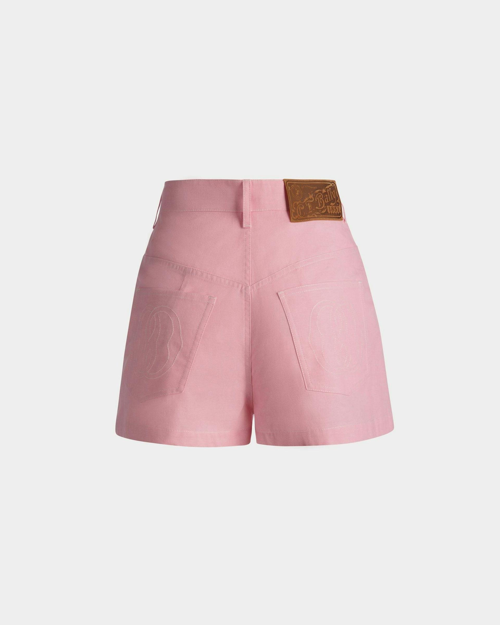 Women's Shorts in Pink Cotton Denim | Bally | Still Life Back