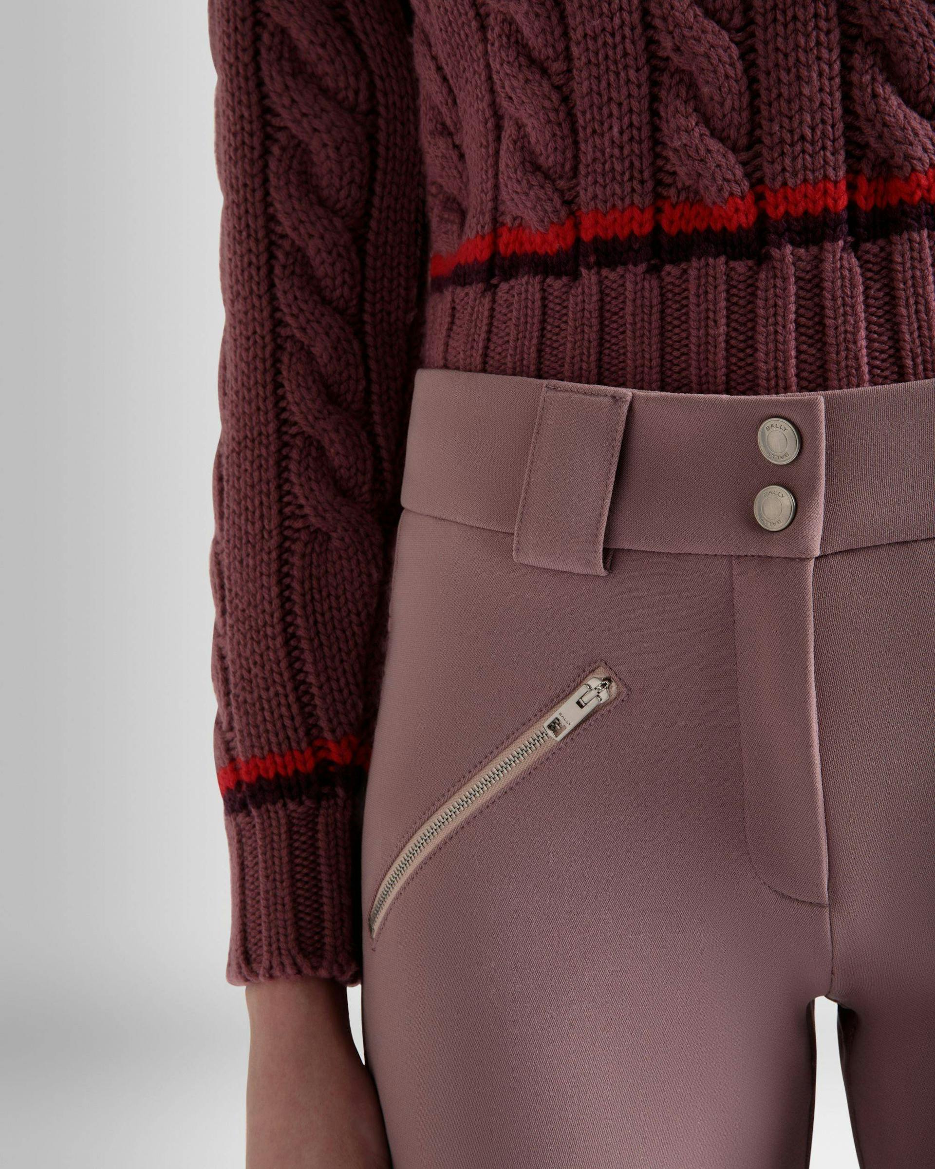Women's Flared Stretch Pants In Light Pink | Bally | On Model Detail