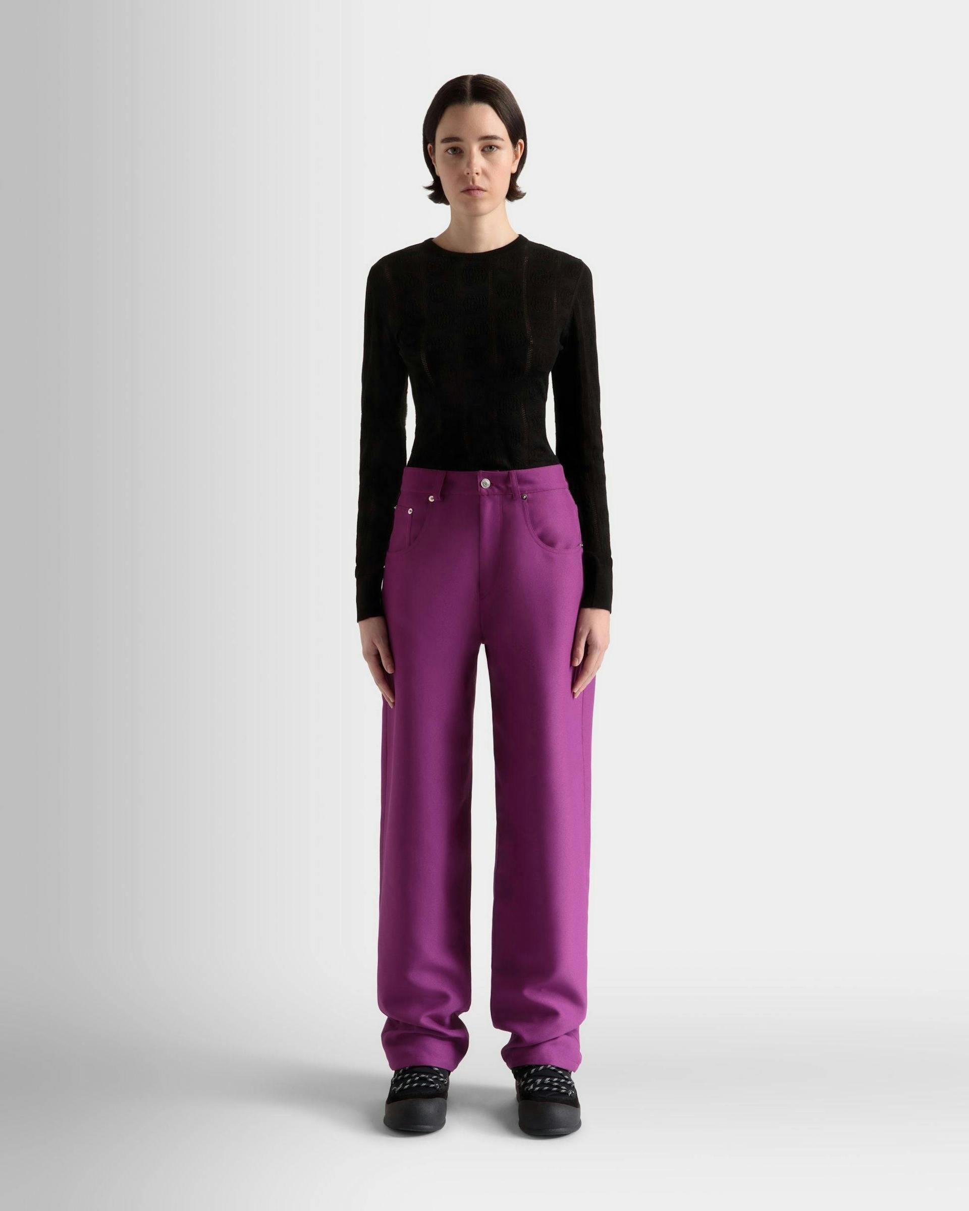 Women's High Waisted Pants In Pink | Bally | On Model Front