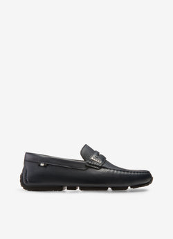 Chaussure Driver Pilot En Cuir Grainé Navy Blue