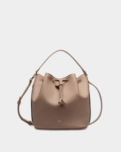 Bucket Bag in Beige Grained Leather