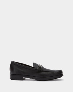 Moccasin in Black Grained Leather