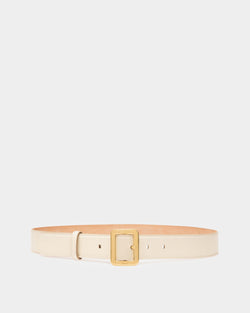 Janelle Leather 35mm Belt In Bone