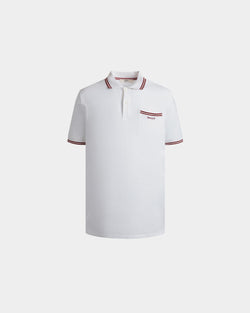 Polo En Maille Piquée De Coton Blanc