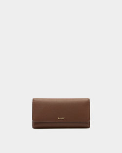 Long Wallet in Brown Grained Leather