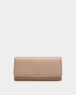 Continental Wallet in Beige Grained Leather