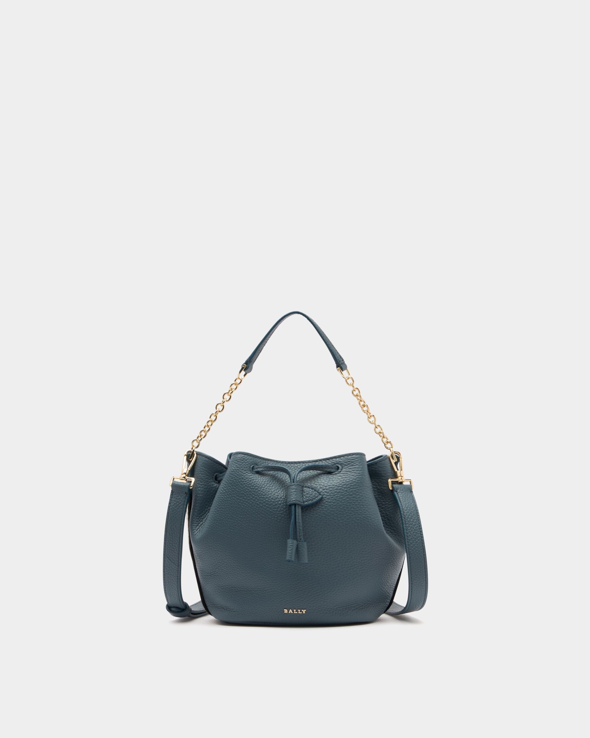Bally Global - Bucket Bag in Blue Grained Leather - Blue