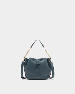 Bucket Bag in Blue Grained Leather