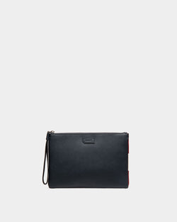 Bolso Clutch De Piel Repujada Azul