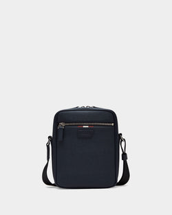 Crossbody Bag in Blue Grained Leather