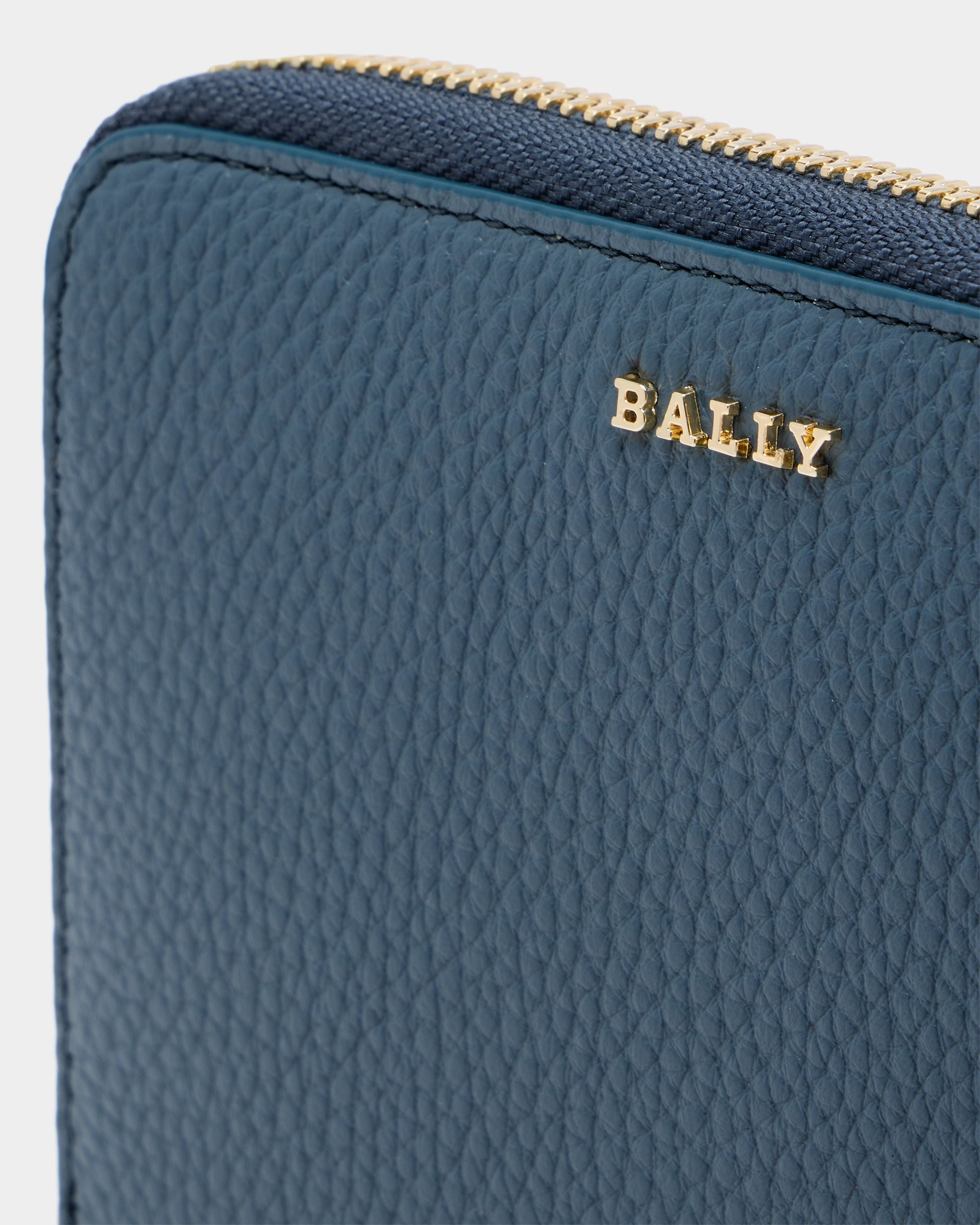 Bally Global - Zip Around Wallet in Blue Grained Leather - Blue