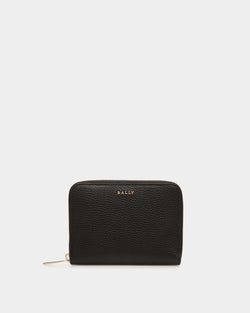 Zip-Around Wallet in Black Grained Leather
