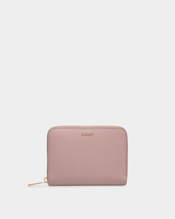 Zip-Around Wallet in Pink Grained Leather
