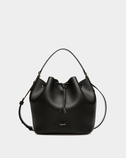 Bucket Bag In Black Grained Leather
