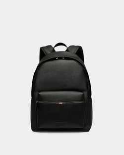 Men's Black Leather Casual Backpack