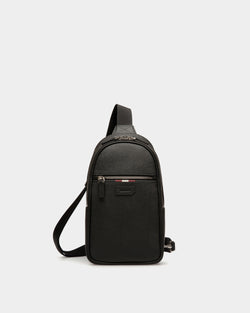 Sling Bag in Black Embossed Leather
