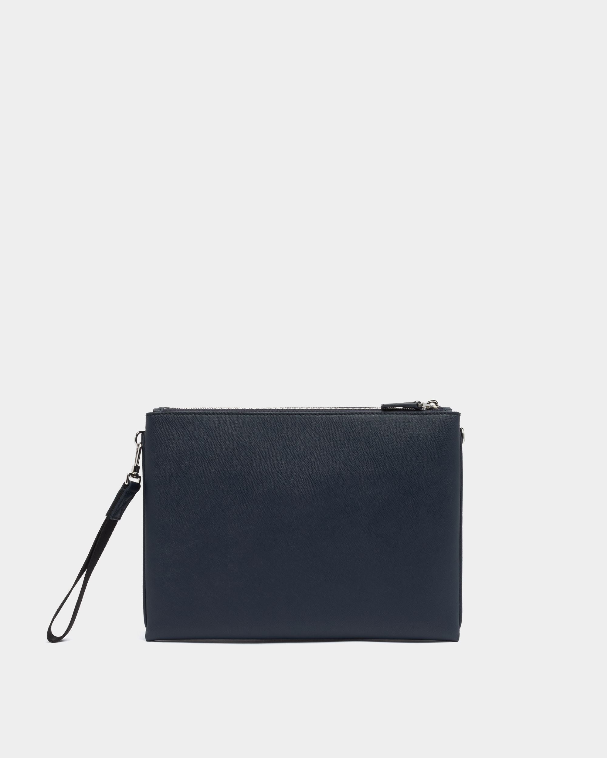 Bally Global - Pochette aus geprägtem Leder in Marineblau - Blue