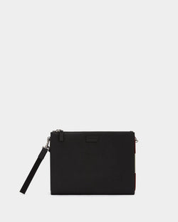 Pouch in Black Embossed Leather