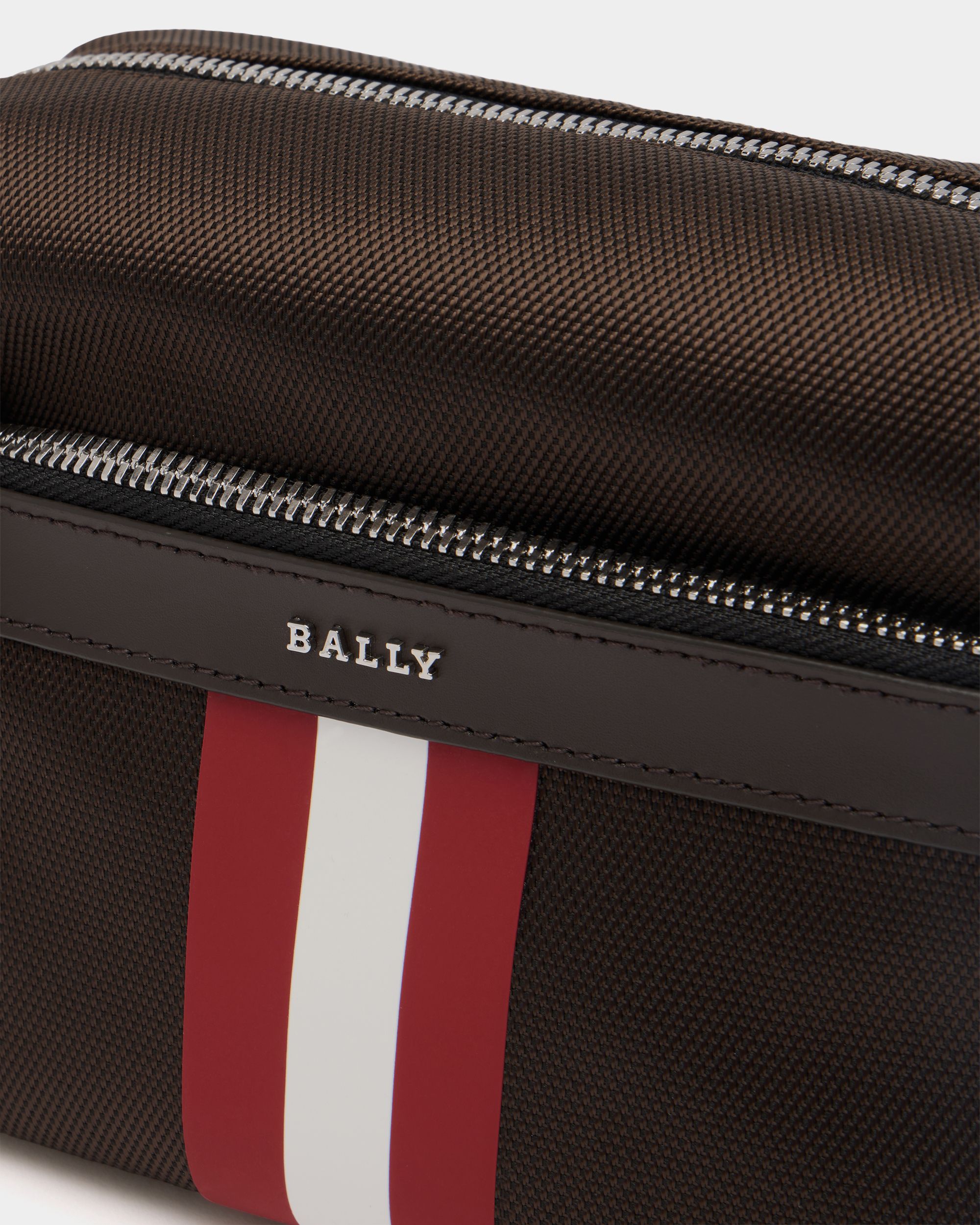 Bally Global - Travel Pouch in Coffee Fabric With a Bally Ribbon - Brown