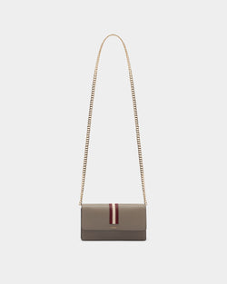 Mini Bag in Taupe Embossed Leather With a Bally Ribbon