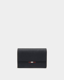 Business Card Holder in Blue Embossed Leather
